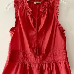 ULLA JOHNSON Cosette Sleeveless Ruffled Peplum Blouse, Size 2
